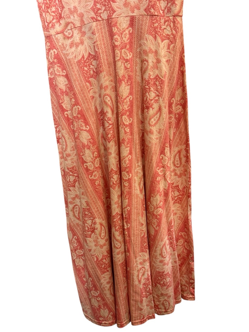 Chaps Women’s Coral/Cream Paisley Prairie Cotton Sleeveless Maxi Dress sz M - Picture 6 of 14